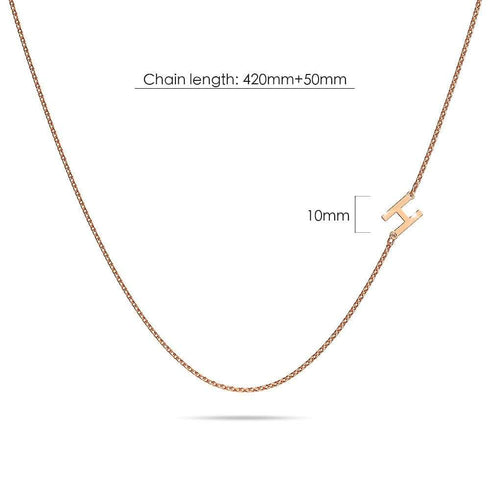 Bold Alphabet Letter Initial Charm Necklace in Rose Gold Tone
